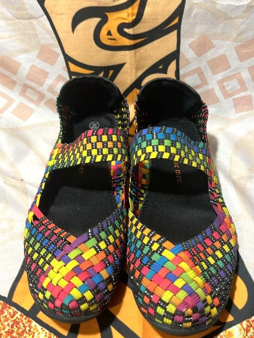 Bernie Mev Woven Elastic Flats Multicolor Comfort Shoes Size 40